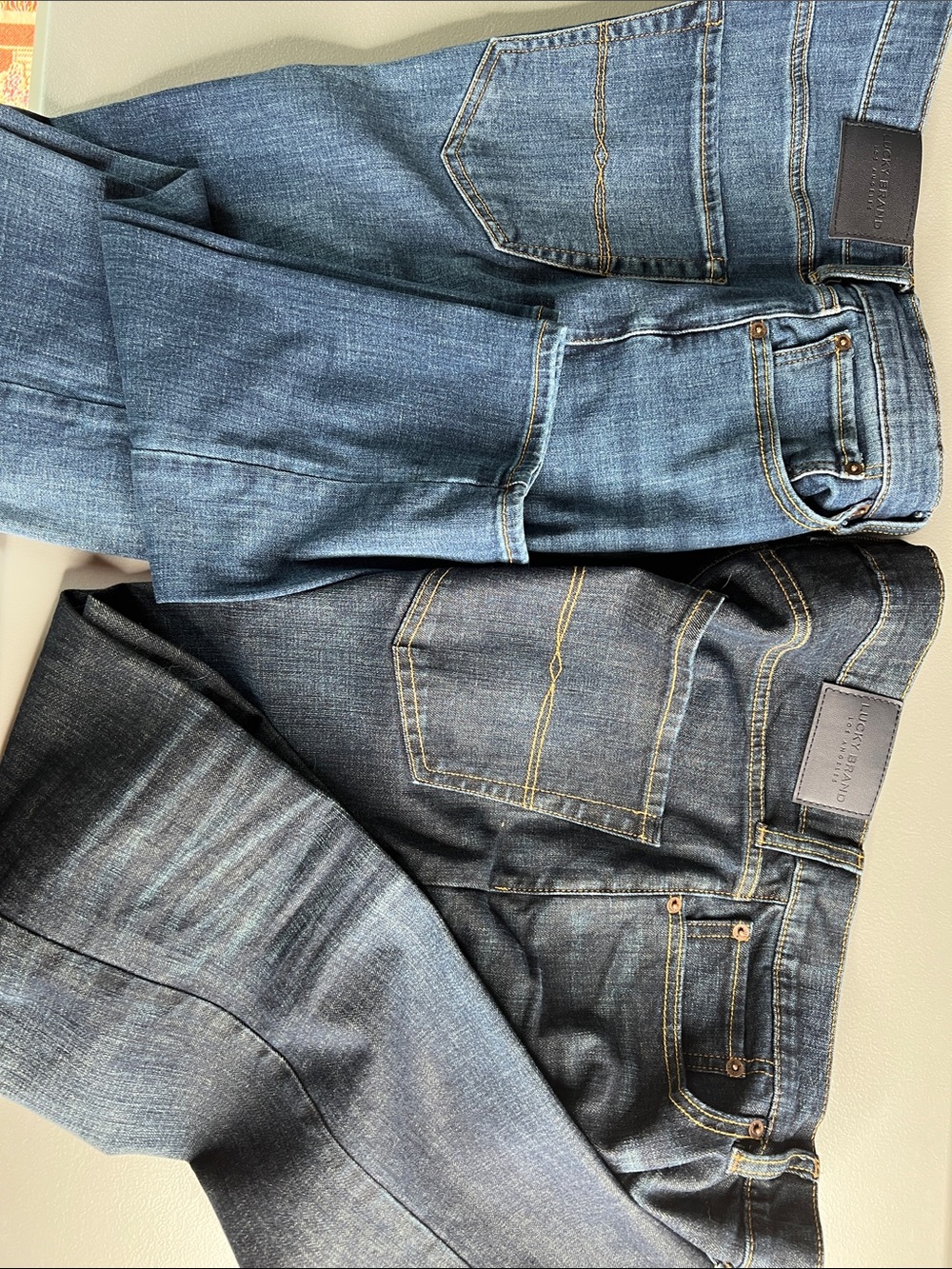Lucky Brand Men's Blue Straight Jeans Pair- Dark & Medium Wash, 36”x30